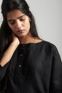 Kohl Linen Short Kurta Set On Sale