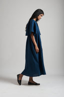 Indigo Linen Gathered Dress