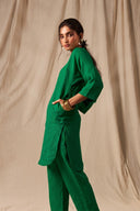 Panna Linen Panelled Kurta Set