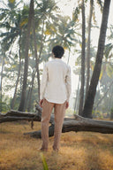 Undyed Pinstripe Linen Men's Shirt Kurta - Sale