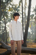 Undyed Pinstripe Linen Men's Shirt Kurta - Sale