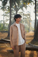 Undyed Pinstripe Linen Men's Shirt Kurta - Sale