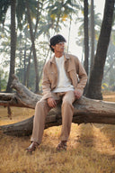 Undyed Pinstripe Linen Men's Shirt Kurta - Sale