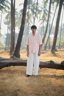Blush Linen Men's Pleated Camp Collar Shirt - Sale