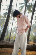 Blush Linen Men's Pleated Camp Collar Shirt - Sale