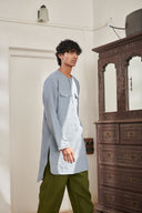 Sky Kai Linen Men's Round Hem Kurta Set - Sale