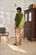 Kai Linen Men's Pleated Camp Collar Shirt - Sale