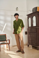 Kai Linen Men's Pleated Camp Collar Shirt - Sale