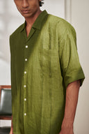 Kai Linen Men's Pleated Camp Collar Shirt - Sale