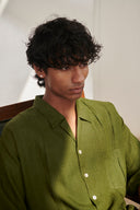 Kai Linen Men's Pleated Camp Collar Shirt - Sale
