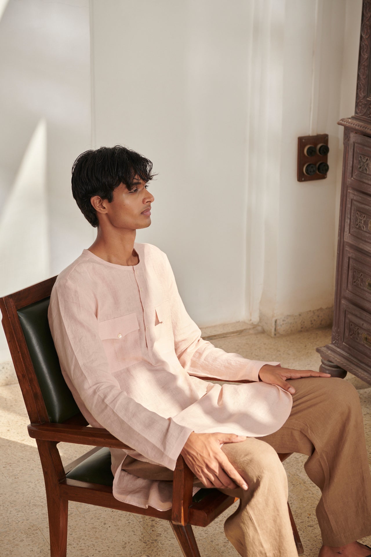 Blush Linen Men's Round Hem Kurta image 3