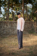 Blush Linen Men's Band Collar Shirt - Sale