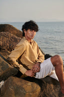 Husk Linen Men's Band Collar Shirt – Slim Fit - Sale