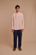 Blush Linen Men's Band Collar Shirt - Sale