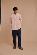Blush Linen Men's Band Collar Shirt - Sale