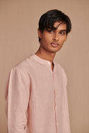 Blush Linen Men's Band Collar Shirt - Sale