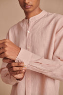 Blush Linen Men's Band Collar Shirt - Sale