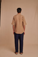 Mousse Linen Men's Pleated Camp Collar Shirt - Sale