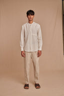Undyed Linen Men's Pleated Tapered Pants - Sale