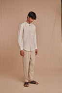 Undyed Linen Men's Pleated Tapered Pants - Sale