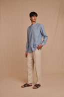Undyed Linen Men's Pleated Tapered Pants - Sale