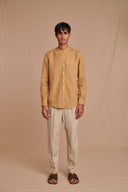 Husk Linen Men's Band Collar Shirt – Slim Fit - Sale