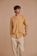 Husk Linen Men's Band Collar Shirt – Slim Fit - Sale
