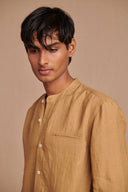 Husk Linen Men's Band Collar Shirt – Slim Fit - Sale