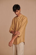 Husk Linen Men's Band Collar Shirt – Slim Fit - Sale