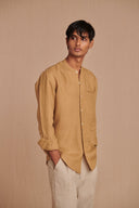Husk Linen Men's Band Collar Shirt – Slim Fit - Sale