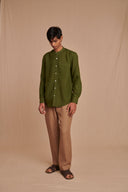 Kai Linen Men's Band Collar Shirt – Slim Fit - Sale