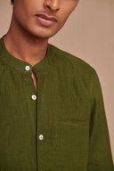 Kai Linen Men's Band Collar Shirt – Slim Fit - Sale