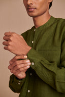Kai Linen Men's Band Collar Shirt – Slim Fit - Sale