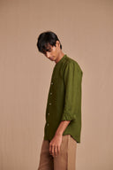 Kai Linen Men's Band Collar Shirt – Slim Fit - Sale