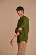 Kai Linen Men's Band Collar Shirt – Slim Fit - Sale
