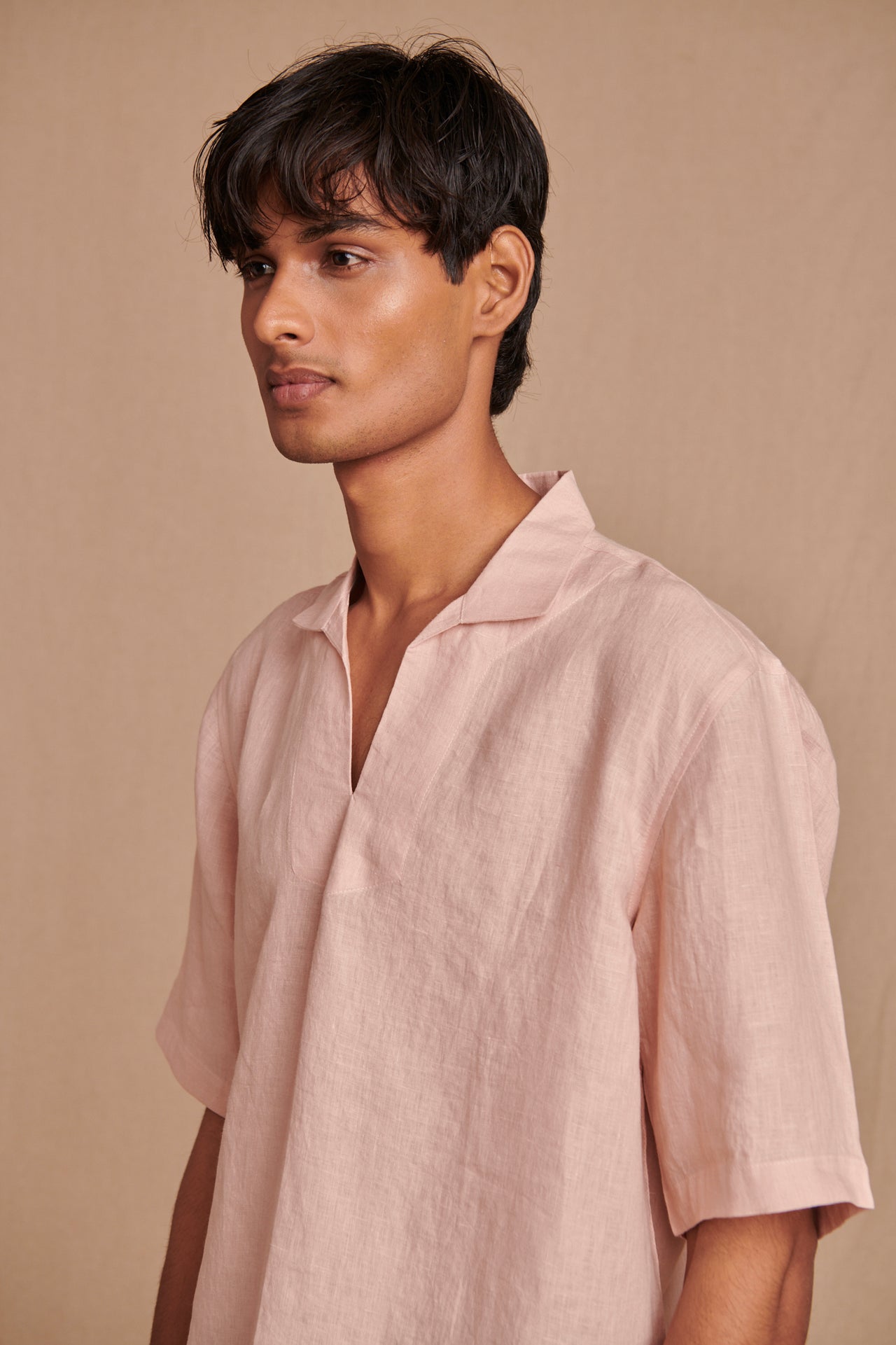 Blush Linen Men's Popover Shirt image 5