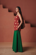Brick Paan Co-Linen Sleeveless Sharara Set