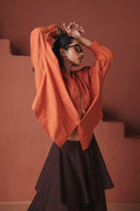 Coffee Chintz Co-Linen Tiered Skirt - Sale