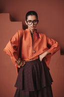 Coffee Chintz Co-Linen Tiered Skirt