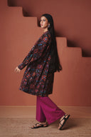 Coffee Chintz Co-Linen Front Pleated Kurta Set - Sale