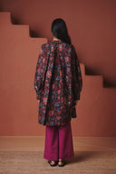 Coffee Chintz Co-Linen Front Pleated Kurta Set