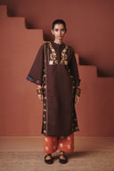 Coffee Co-Linen Multi-Panelled Kurta Set