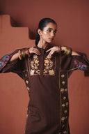 Coffee Co-Linen Multi-Panelled Kurta Set