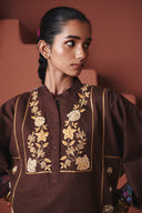 Coffee Co-Linen Multi-Panelled Kurta Set