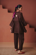 Coffee Co-Linen Gathered Shirt Set - Sale