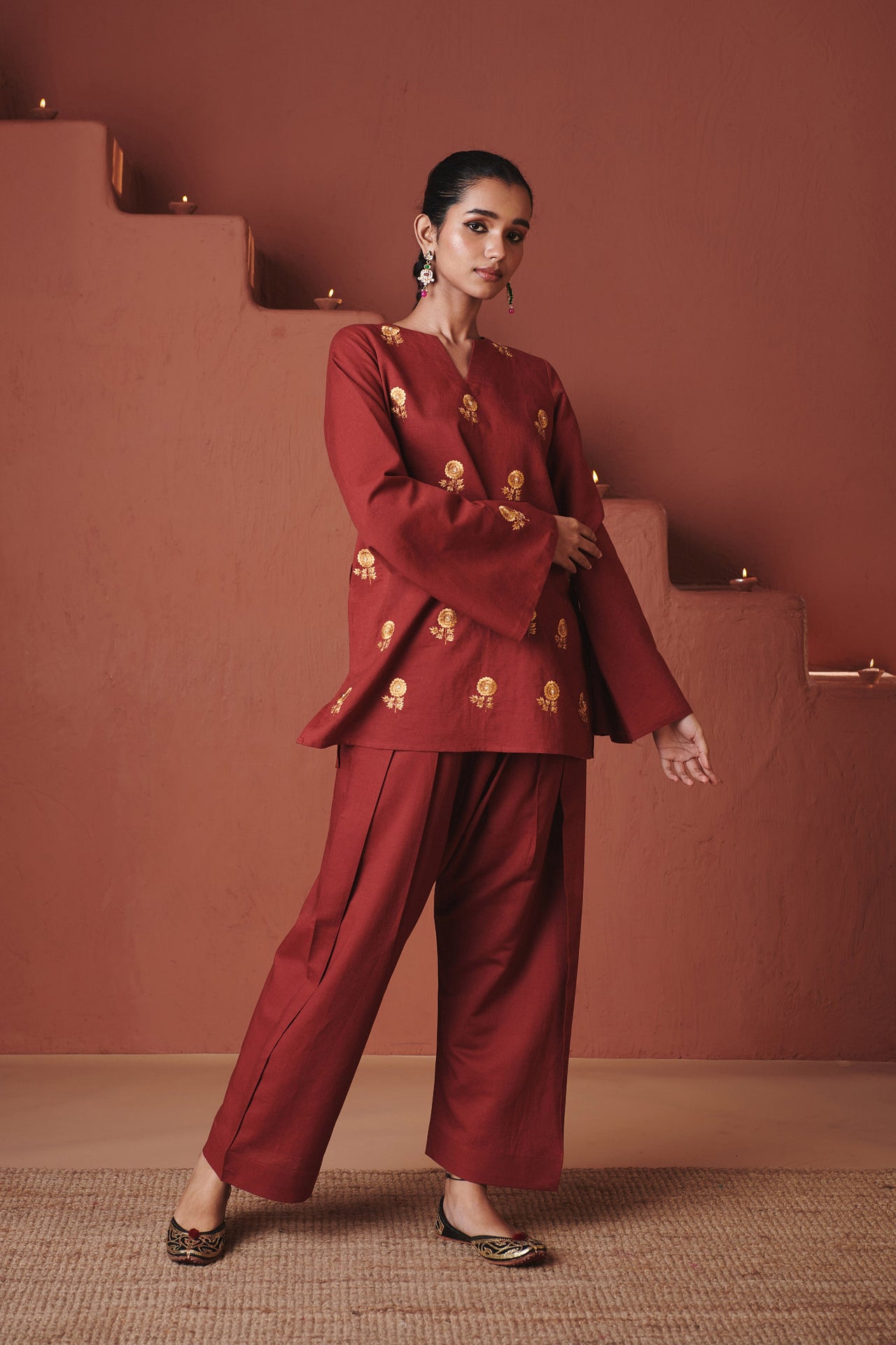 Brick Co-Linen Farsi Kurta Set image 3