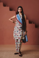 Beige Chintz Co-Linen Sleeveless Fitted Kurta Set