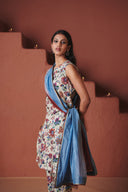 Beige Chintz Co-Linen Sleeveless Fitted Kurta Set