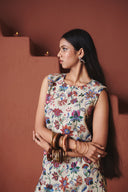Beige Chintz Co-Linen Sleeveless Fitted Kurta Set