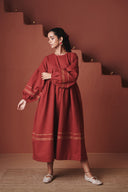 Brick Co-Linen Sack Dress